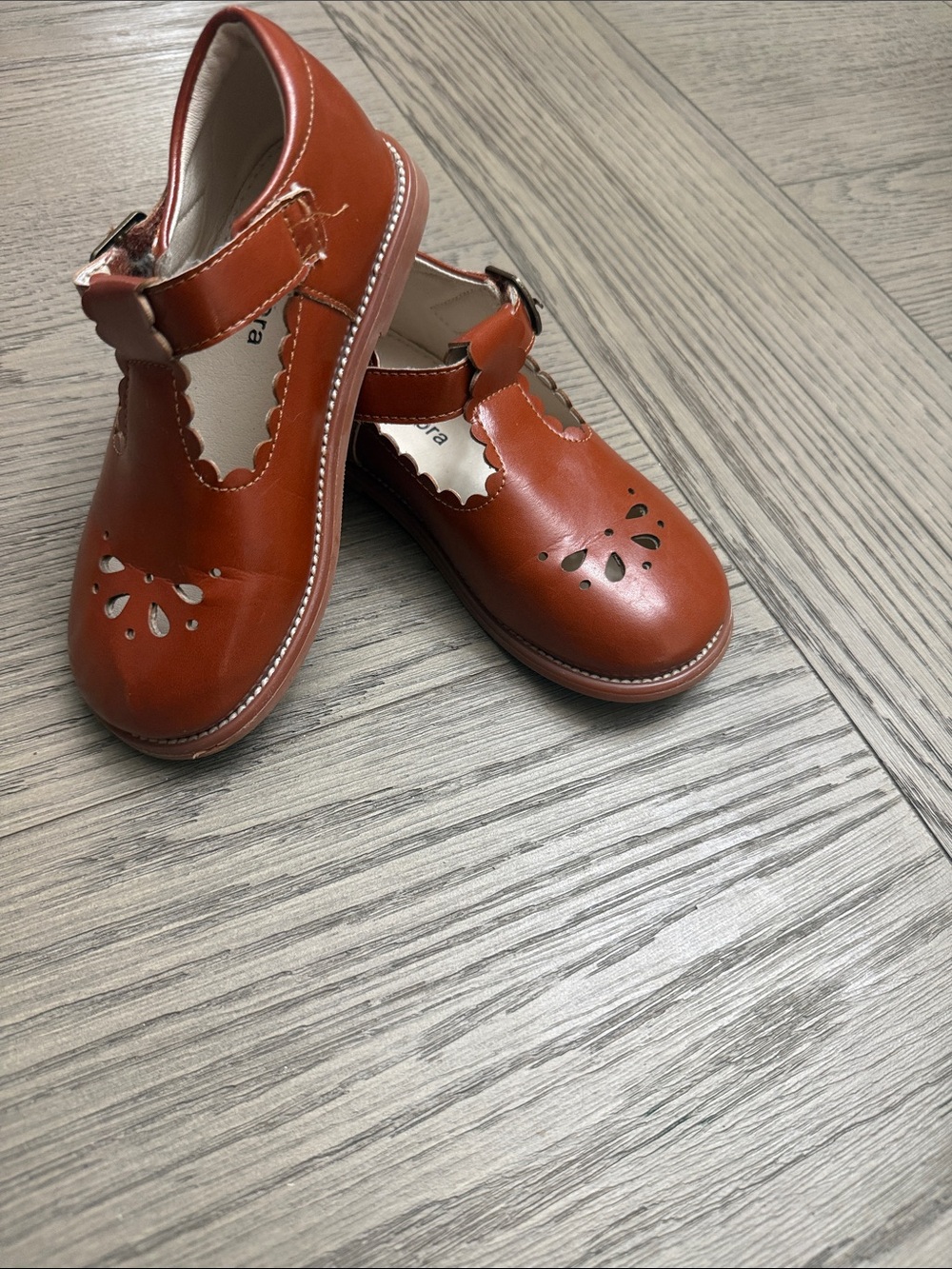 Children's T-Strap Dress Shoes in Burnt Orange